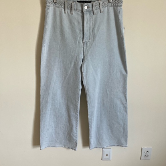 Veronica Beard Grant Wide Leg Jeans Braided High Waist Size 31 Aspen Wash - Picture 2 of 16